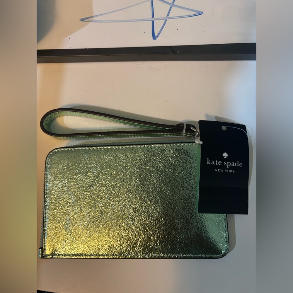 Kate Spade Metallic Green Leather Wristlet - Picture 4 of 4